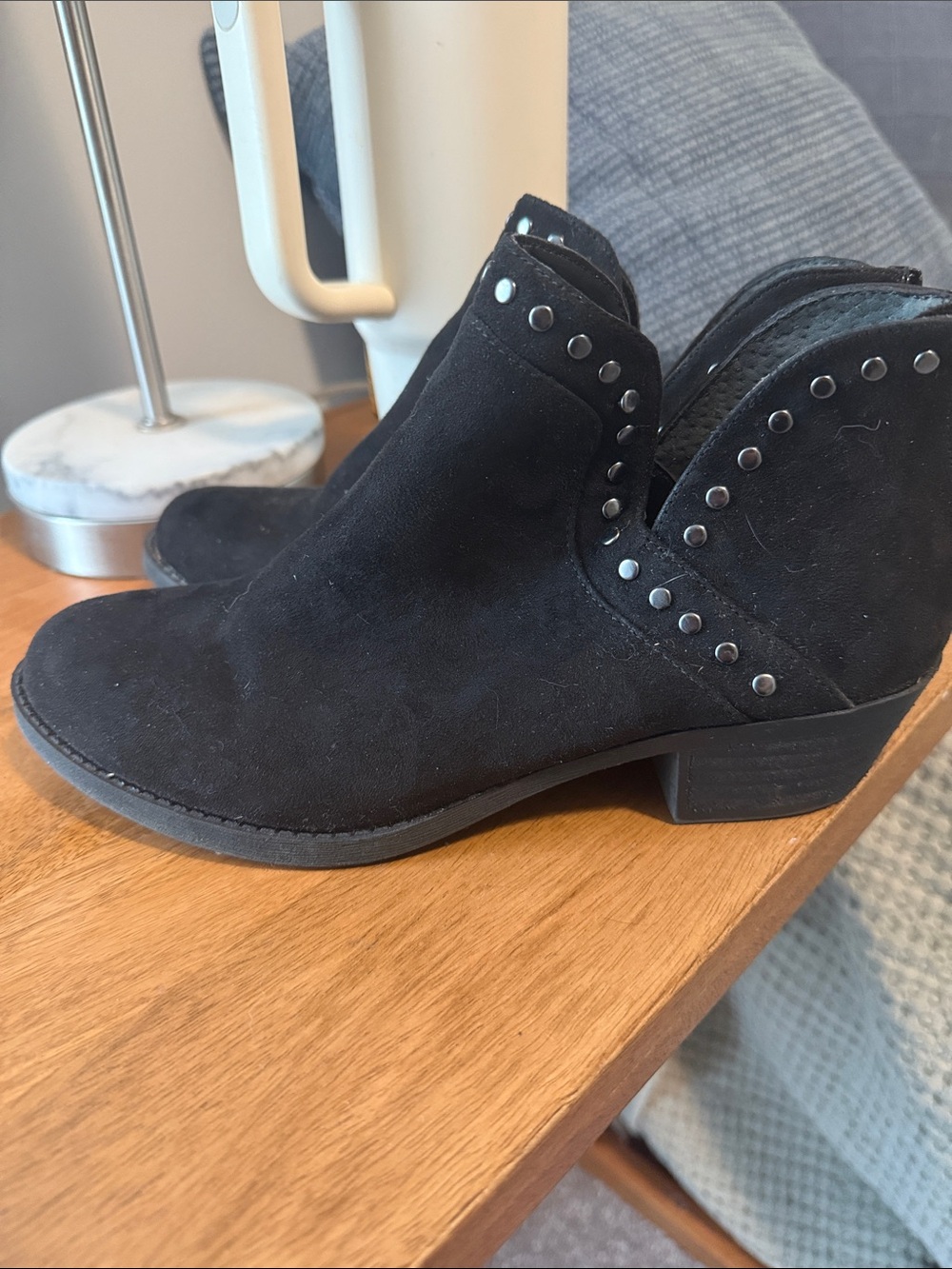 Carlos - Black Suede Studded Ankle Booties